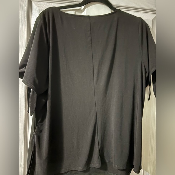 CeCe Black Blouse with Tie Sleeves - Picture 4 of 4